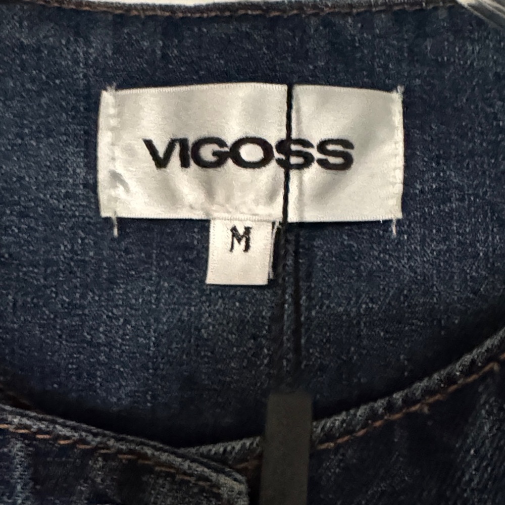 Vigoss Navy Blue Sleeveless Denim Button Front Vest - Picture 3 of 5